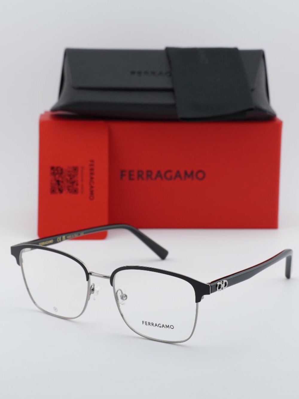 Salvatore Ferragamo SF2225 038 Men Rectangle Eyeglasses 53mm – Ruthenium / Black